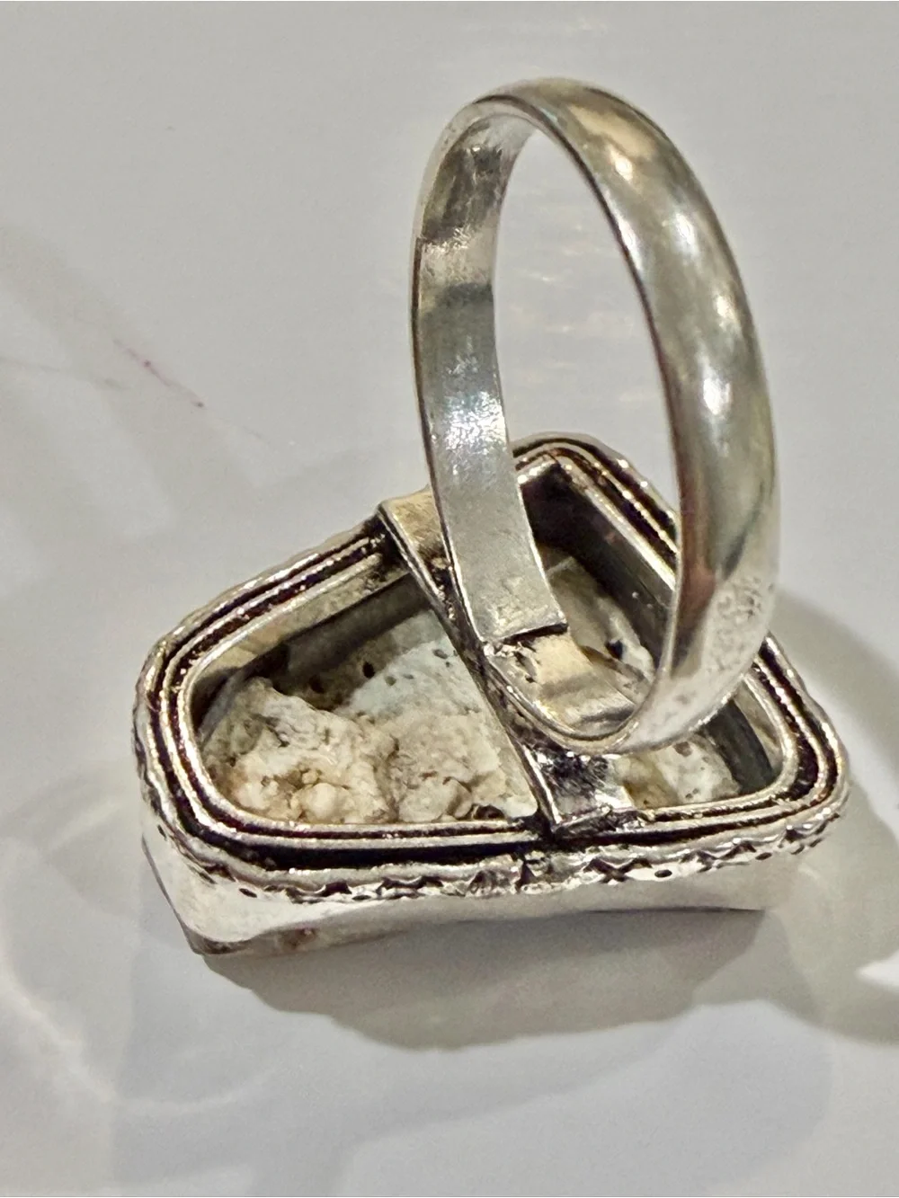 Vintage 925 Sterling Silver Fire Agate Triangle Statement Ring - Size 6